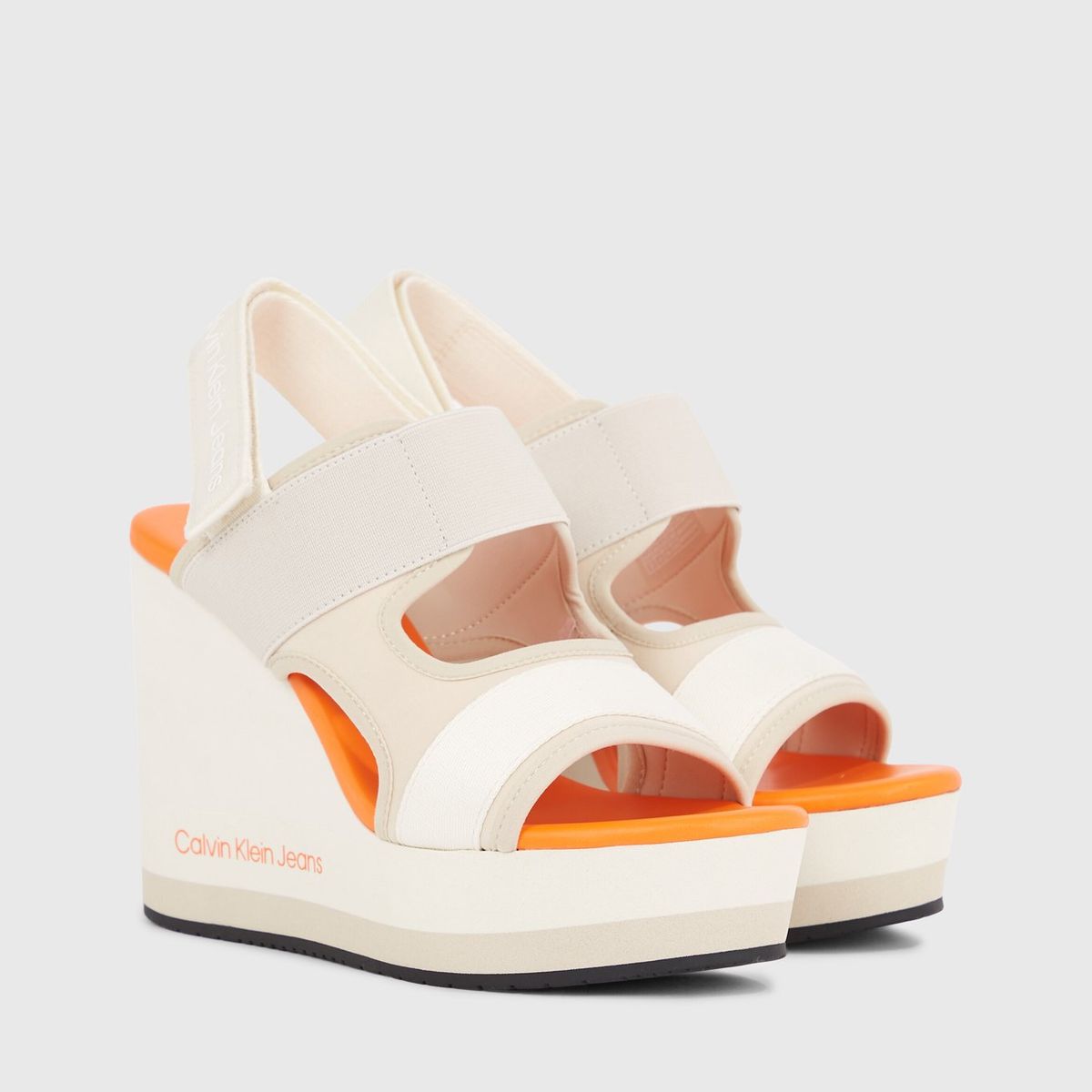 CALVIN KLEIN - Sandalias Cuña Con Plataforma Beige Calvin Klein