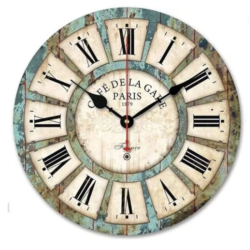 GENERICO - Reloj De Pared Analogo Rústico Vintage Retro Numeros Romanos SG106010