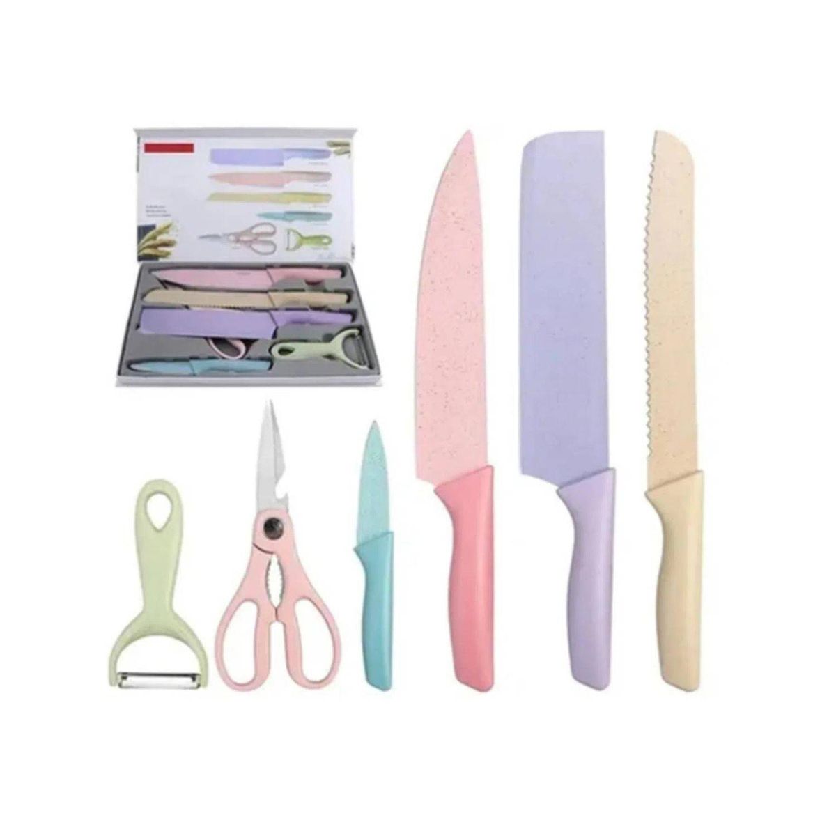 GENERICO - Juego De Cuchillos De Cocina Acero Inoxidable Set 6 Piezas