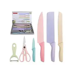 GENERICO - Juego De Cuchillos De Cocina Acero Inoxidable Set 6 Piezas