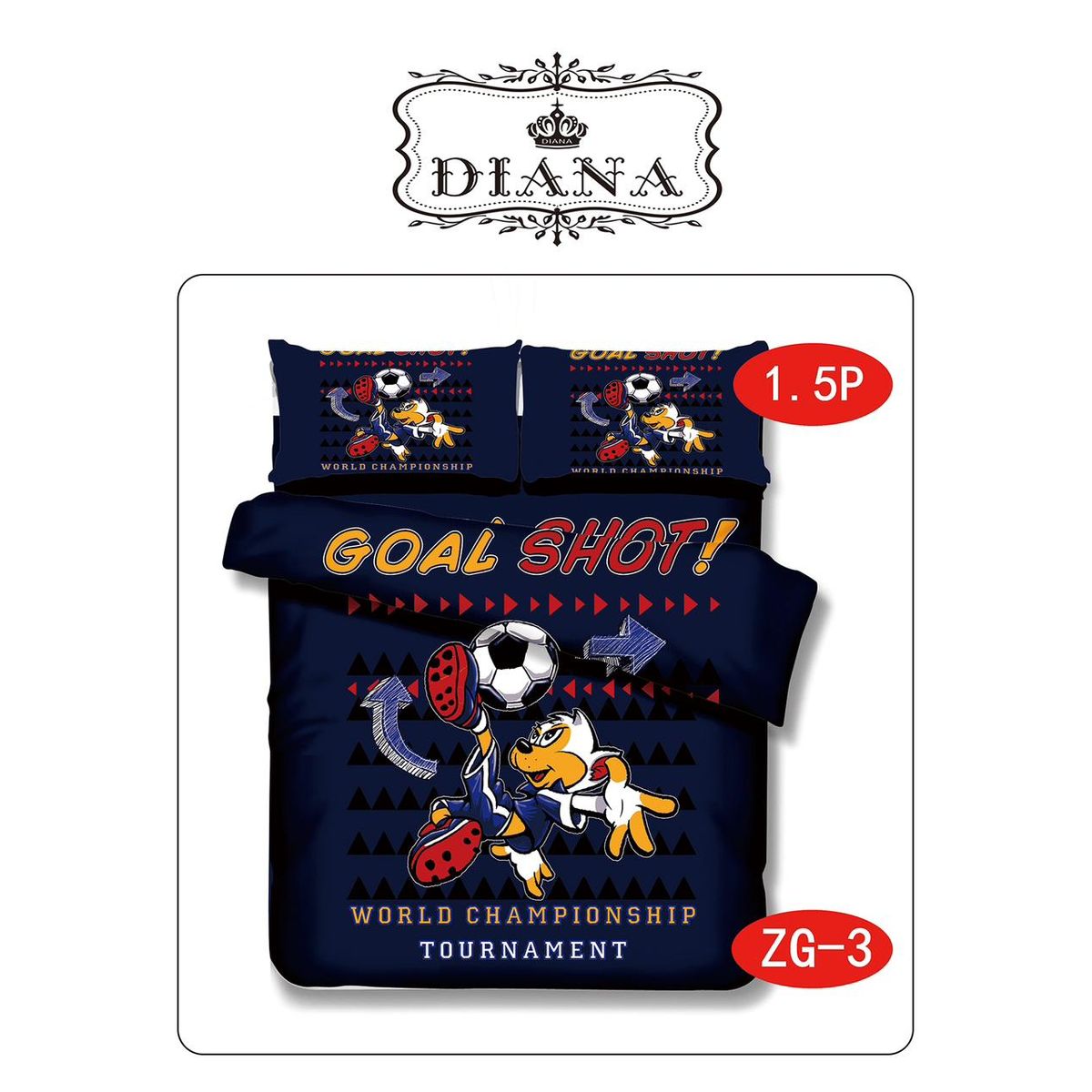 GENERICO - Cubrecama Reversible Delgado de Verano 1.5 Plaza PERRITO GOAL SHOT