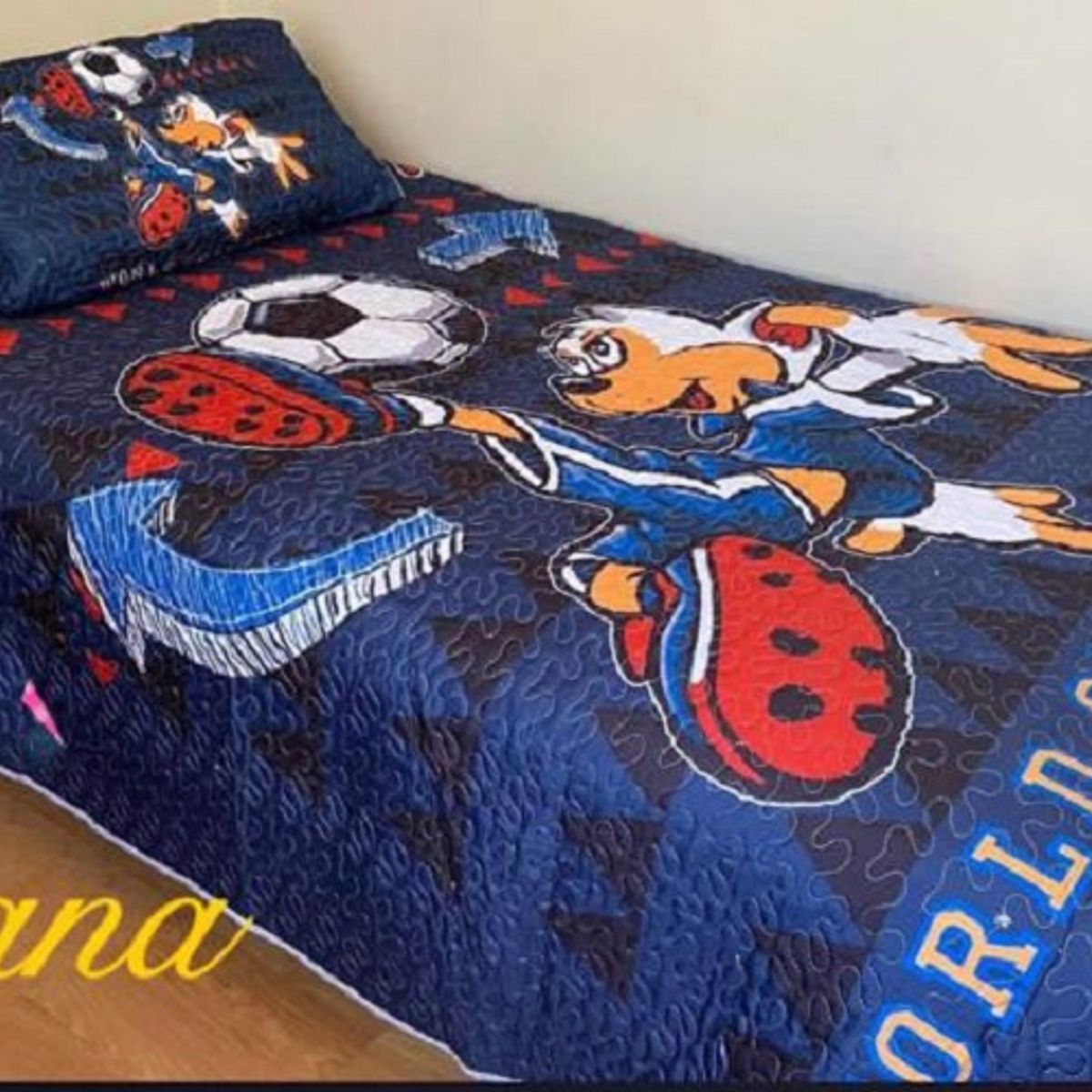 GENERICO - Cubrecama Reversible Delgado de Verano 1.5 Plaza PERRITO GOAL SHOT