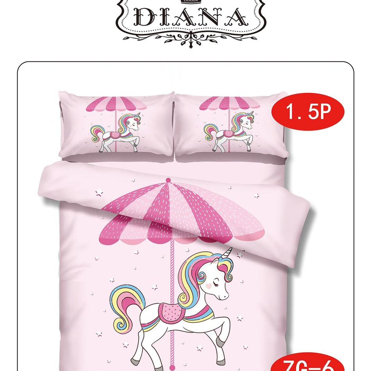 GENERICO - Cubrecama DE NIÑA UNICORNIO ROSA DIANA ALGODONIN