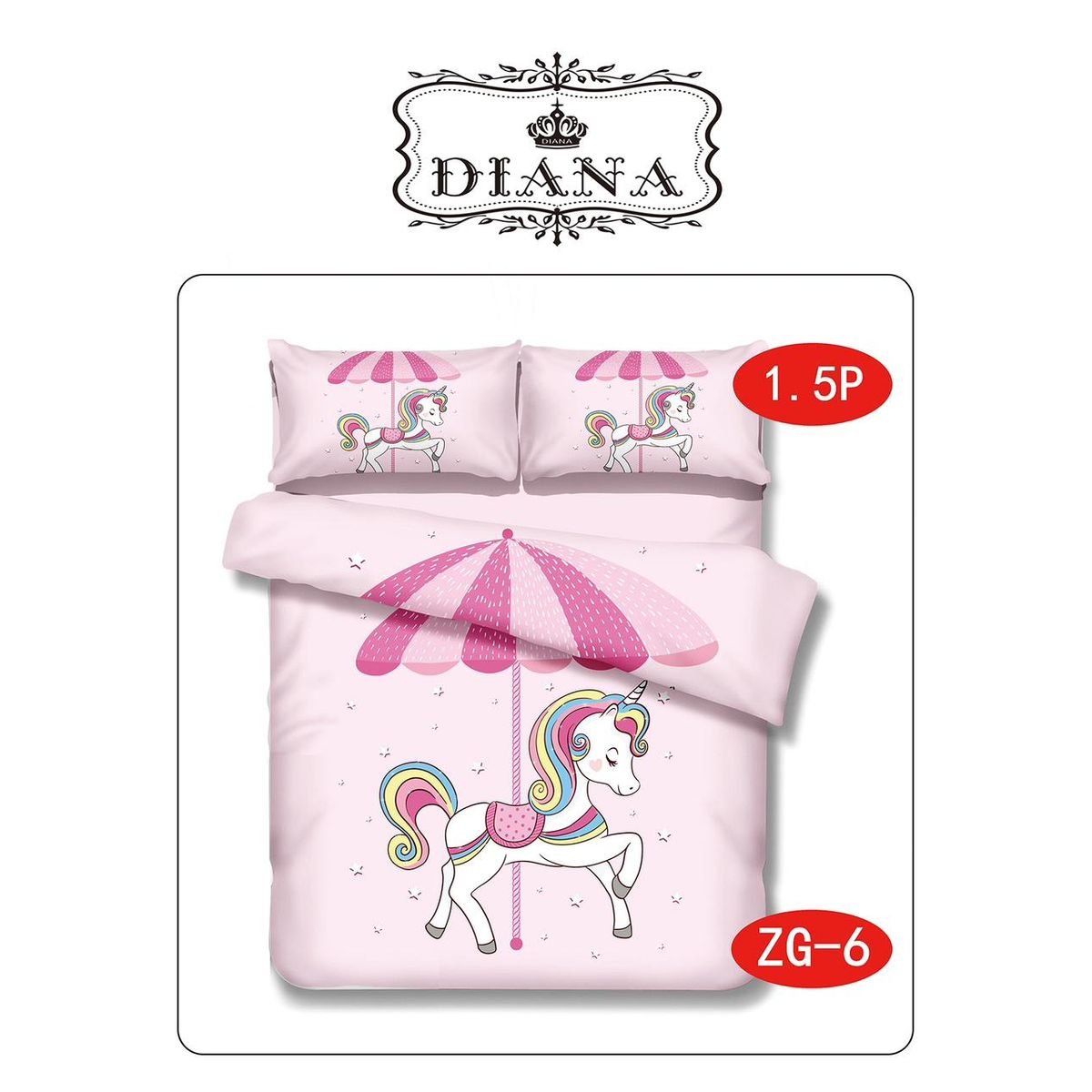 GENERICO - Cubrecama DE NIÑA UNICORNIO ROSA DIANA ALGODONIN