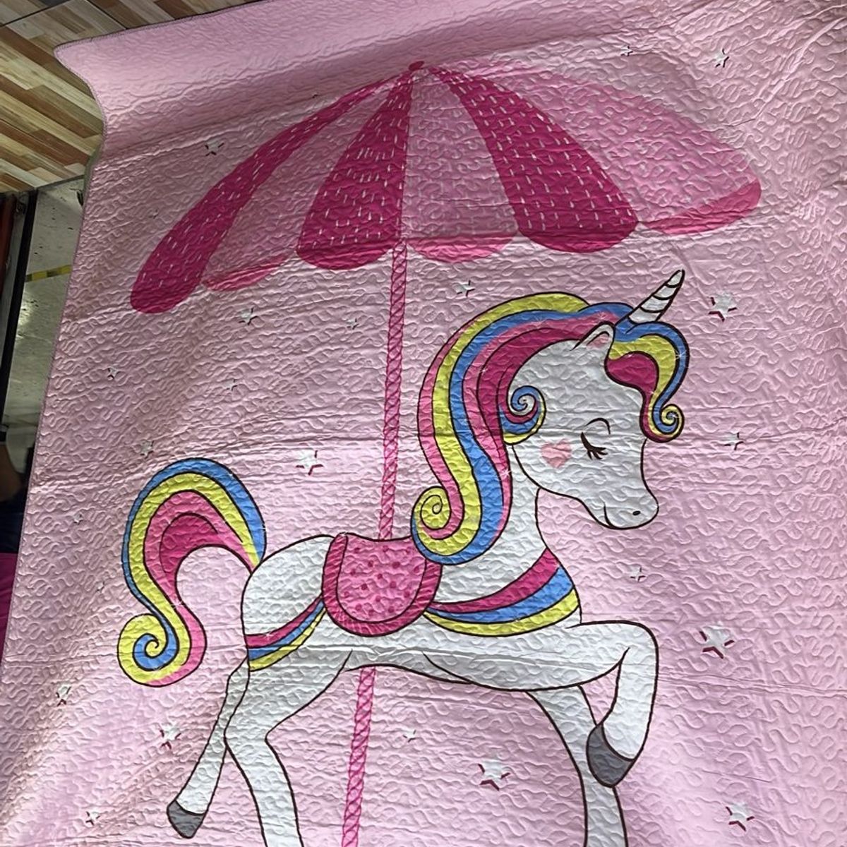 GENERICO - Cubrecama DE NIÑA UNICORNIO ROSA DIANA ALGODONIN