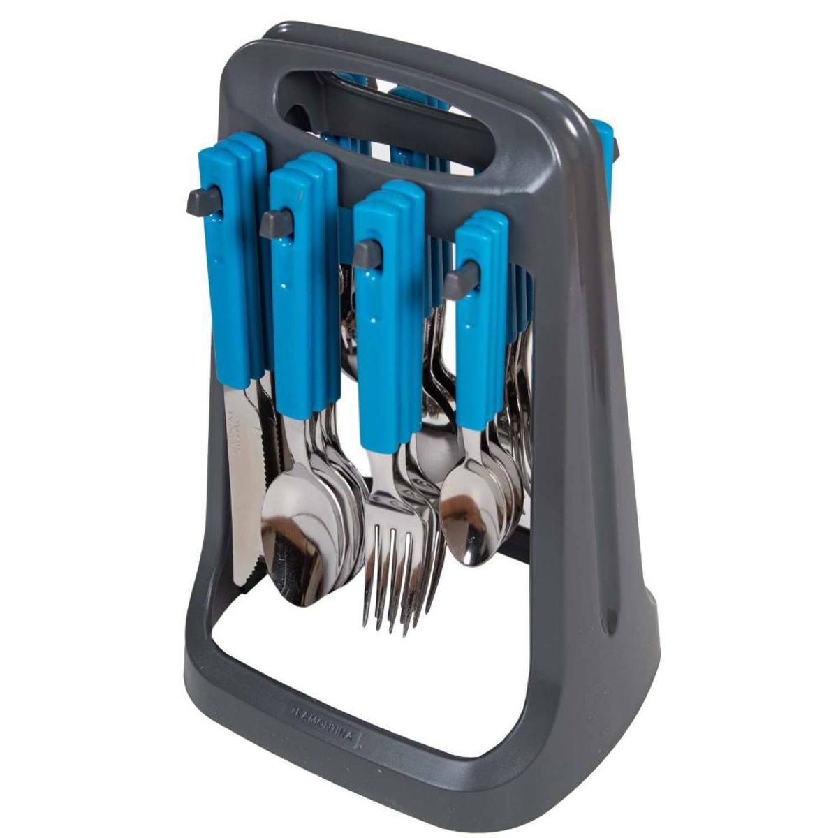 TRAMONTINA - JUEGO DE CUBIERTOS 24 PIEZAS AZUL CON SOPORTE