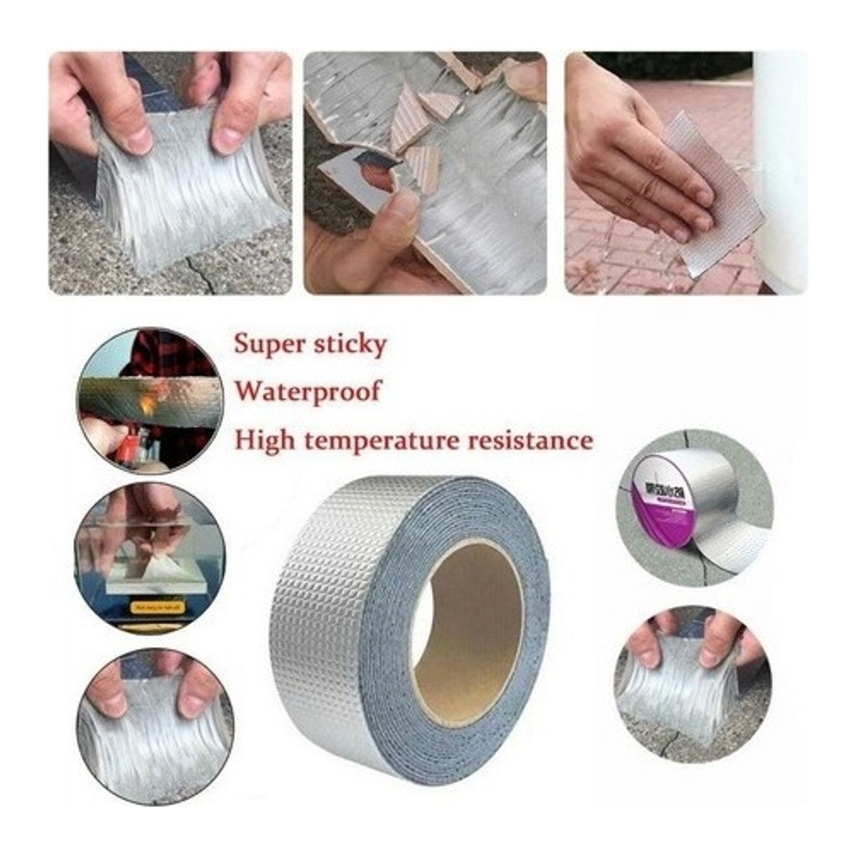 GENERICO - Pack 3 Cinta De Aluminio Autoadhesiva Impermeable Para Fugas