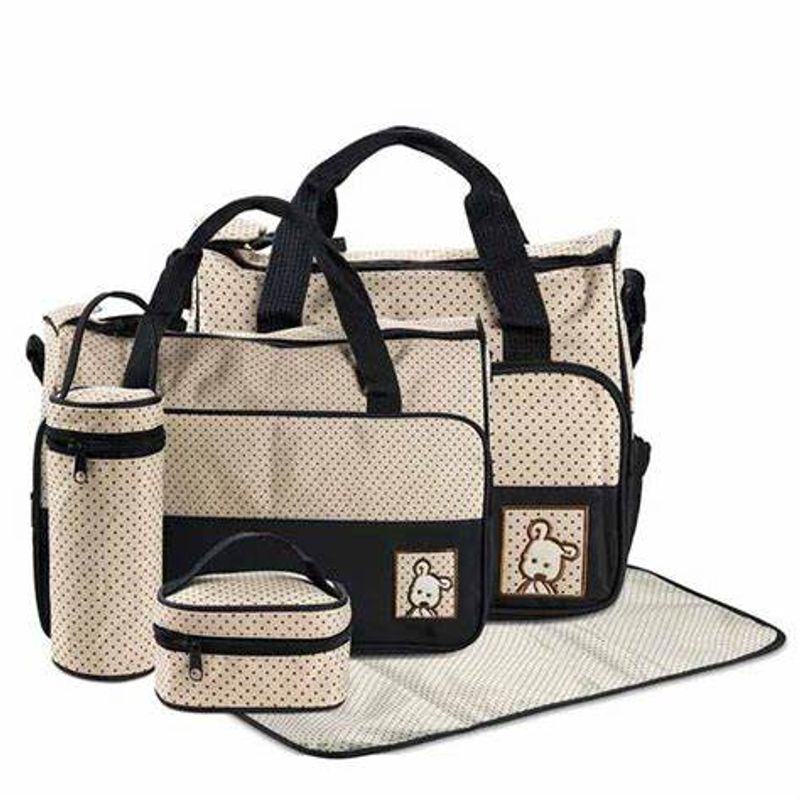 GENERICO - Set 5 Bolsas Pañaleras Mudador Bebe Viaje Multiuso 4 Colores.-