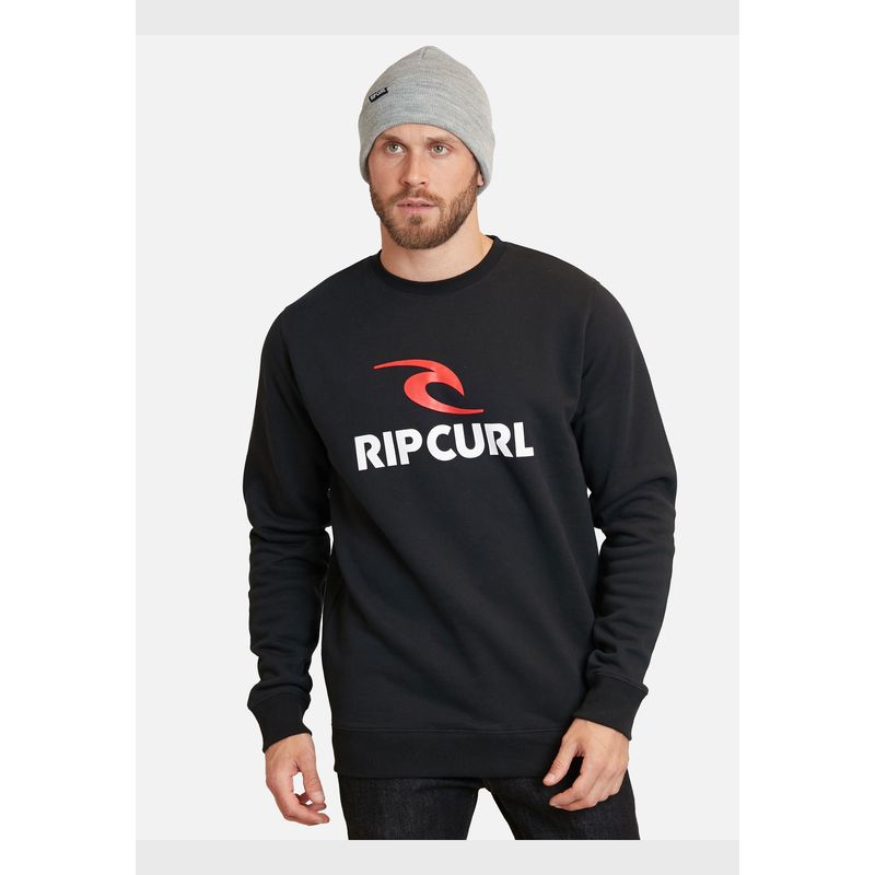 RIP CURL - Poleron logo Crew neck Negro Hombre Rip Curl
