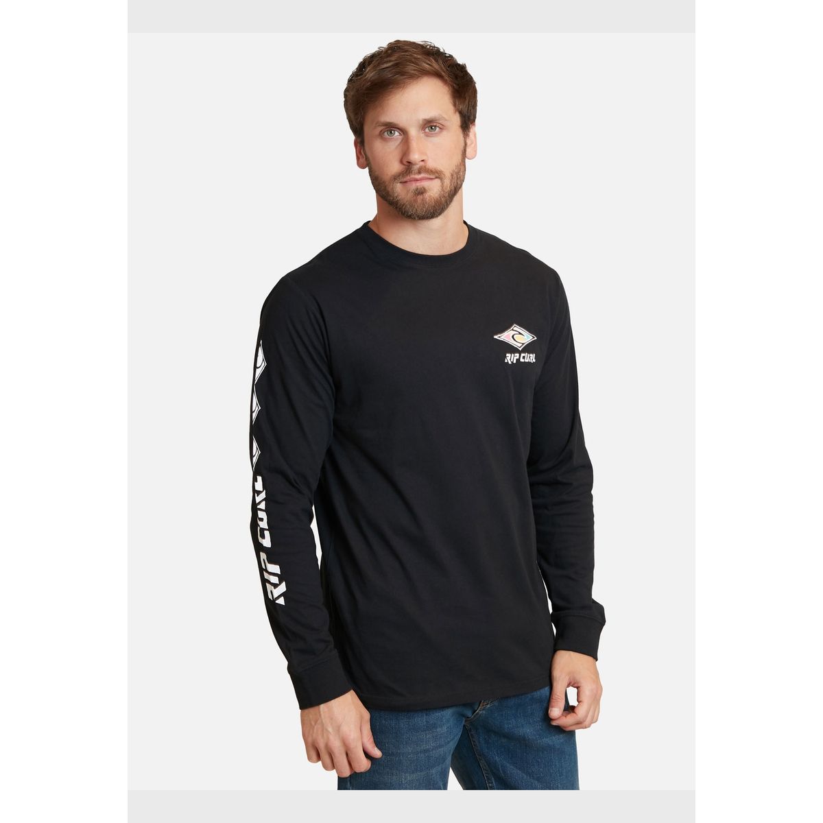 RIP CURL - Polera Retro Rc Gradient Logo Negro Hombre Rip Curl