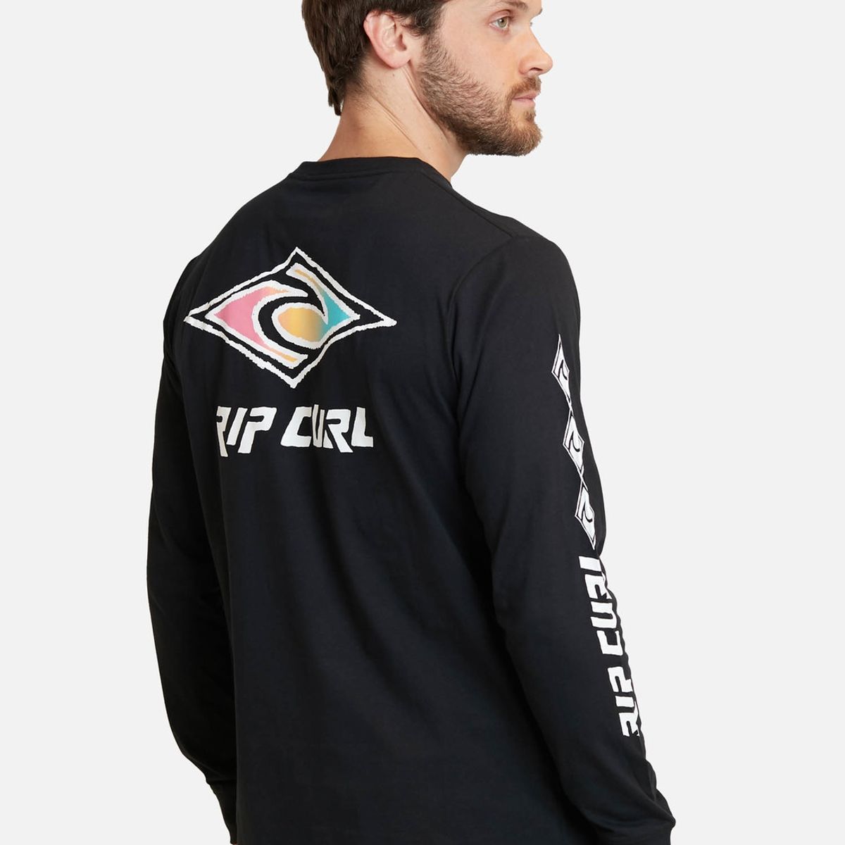 RIP CURL - Polera Retro Rc Gradient Logo Negro Hombre Rip Curl
