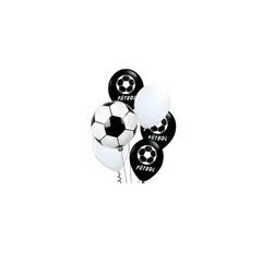 GENERICO - Set De Globos Futbol Blanco Y Negro 6Pcs