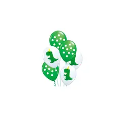 GENERICO - Set De Globos Látex Tiranosaurio Rex Verde 6pcs