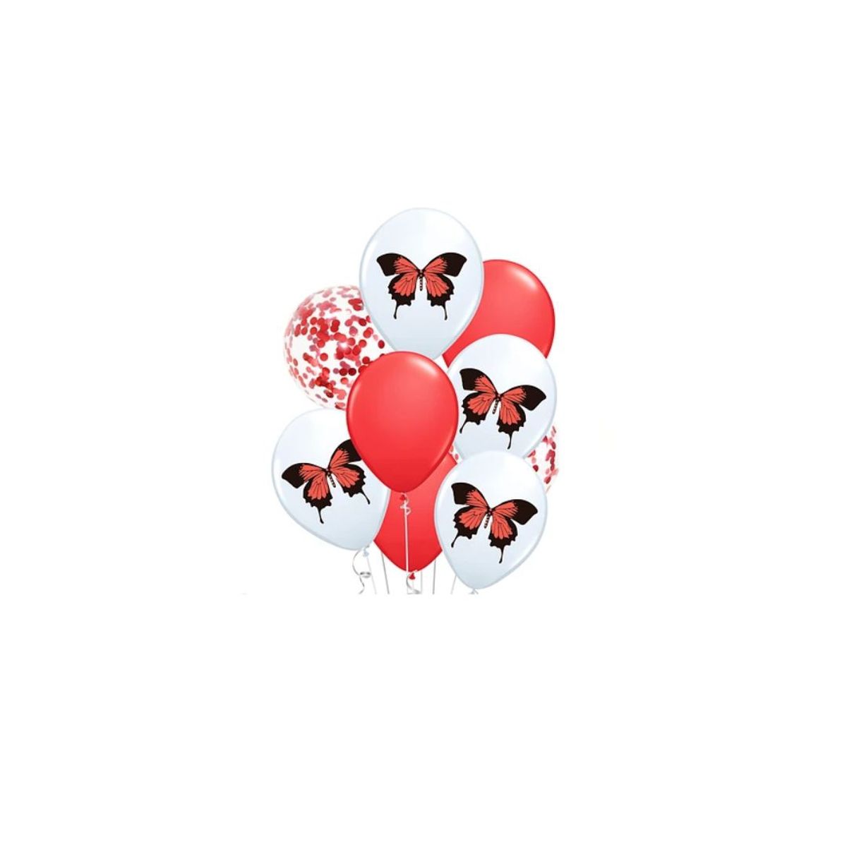 GENERICO - Set De Globos Mariposa Roja y Blanco 9pcs