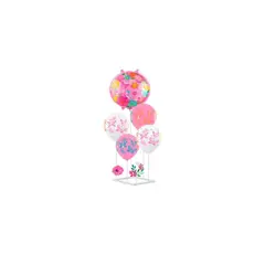 GENERICO - Set De Globos Feliz Cumpleaños Rosa Con Base 6pcs