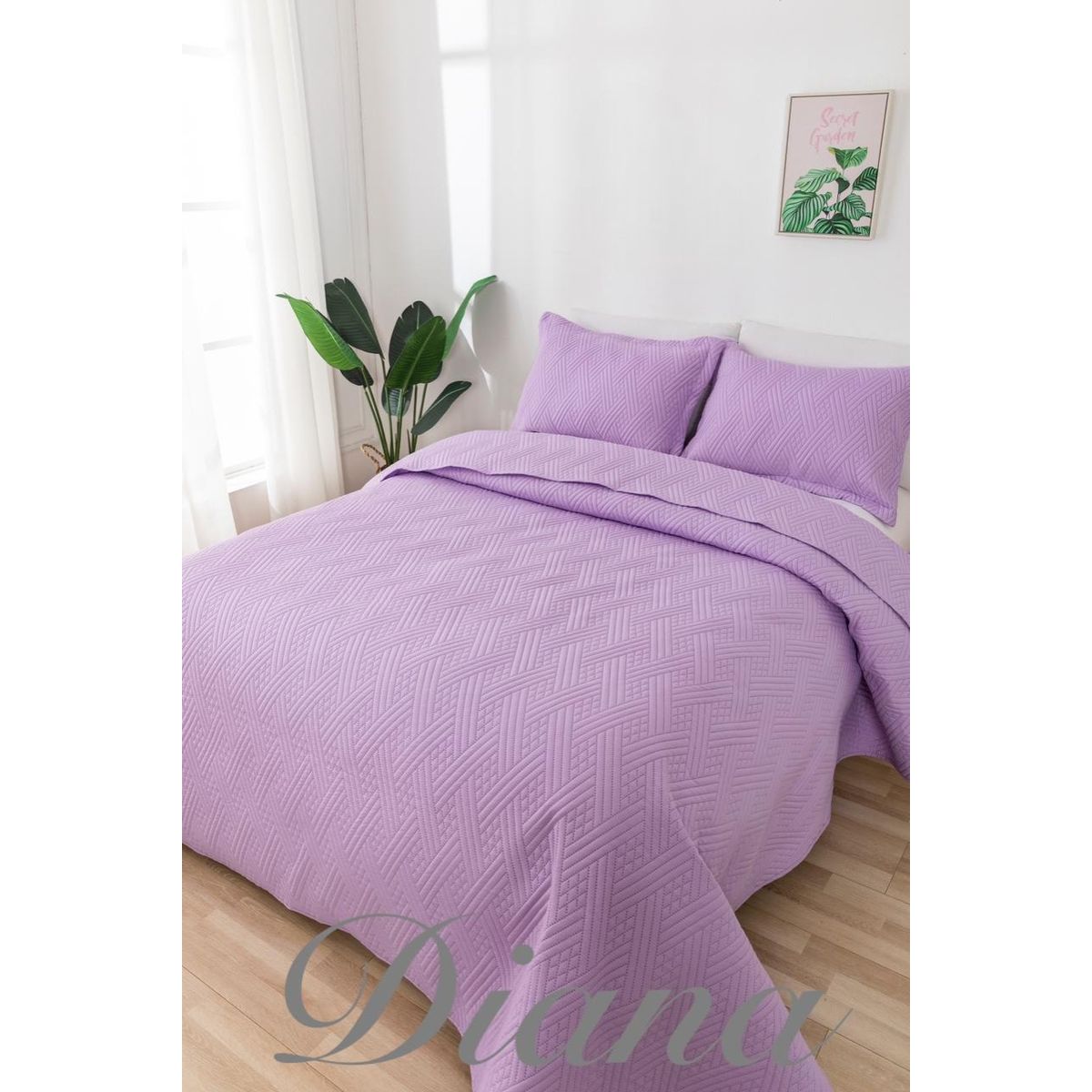 GENERICO - Cubrecama Quilt de Verano 1.5 Plaza Lila