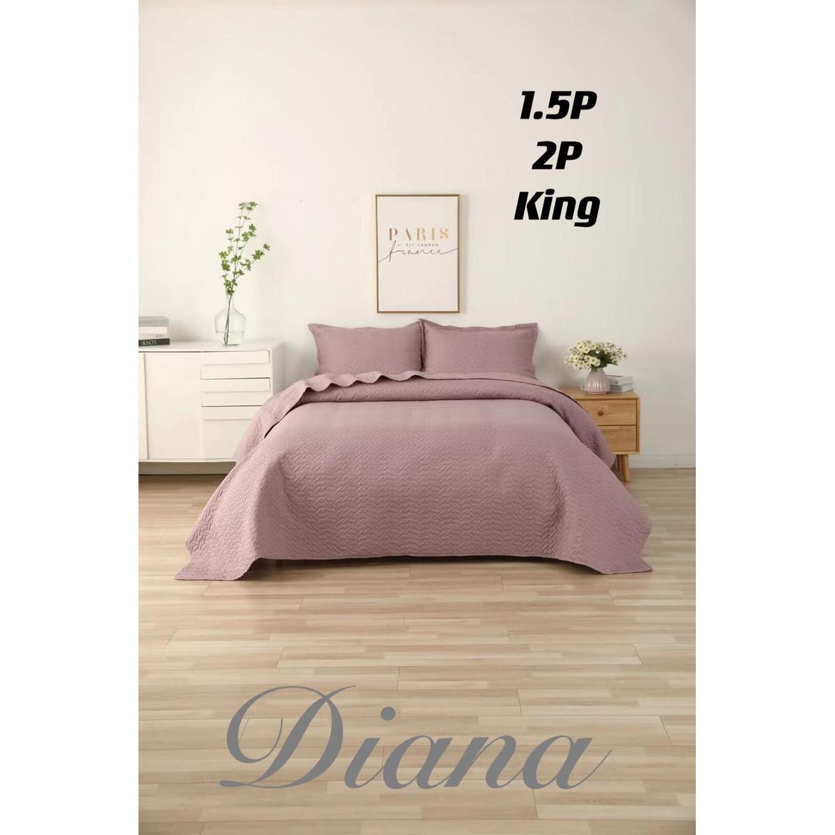 GENERICO - Cubrecama Quilt de Verano 1.5 Plaza Palo Rosa