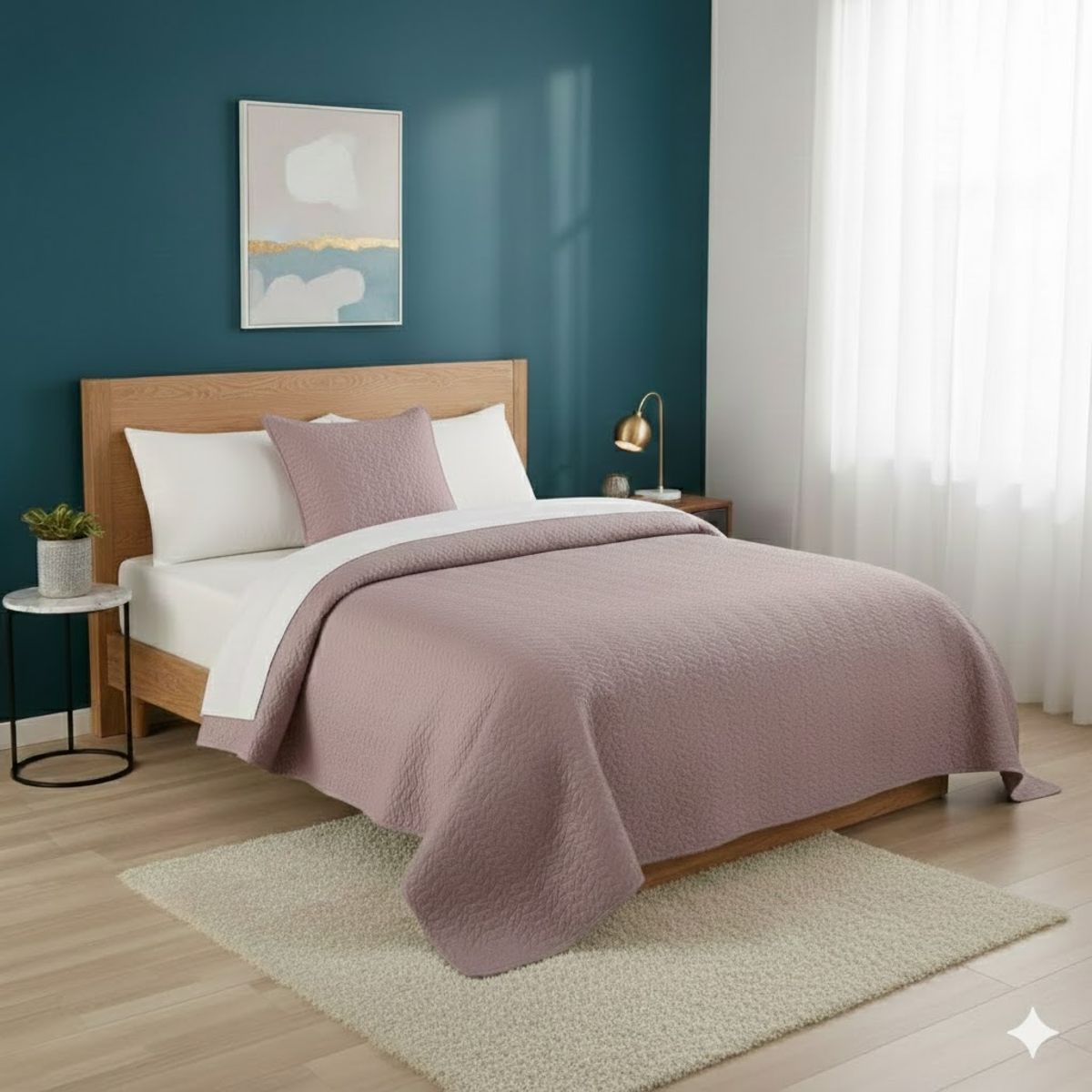 GENERICO - Cubrecama Quilt de Verano 1.5 Plaza Palo Rosa