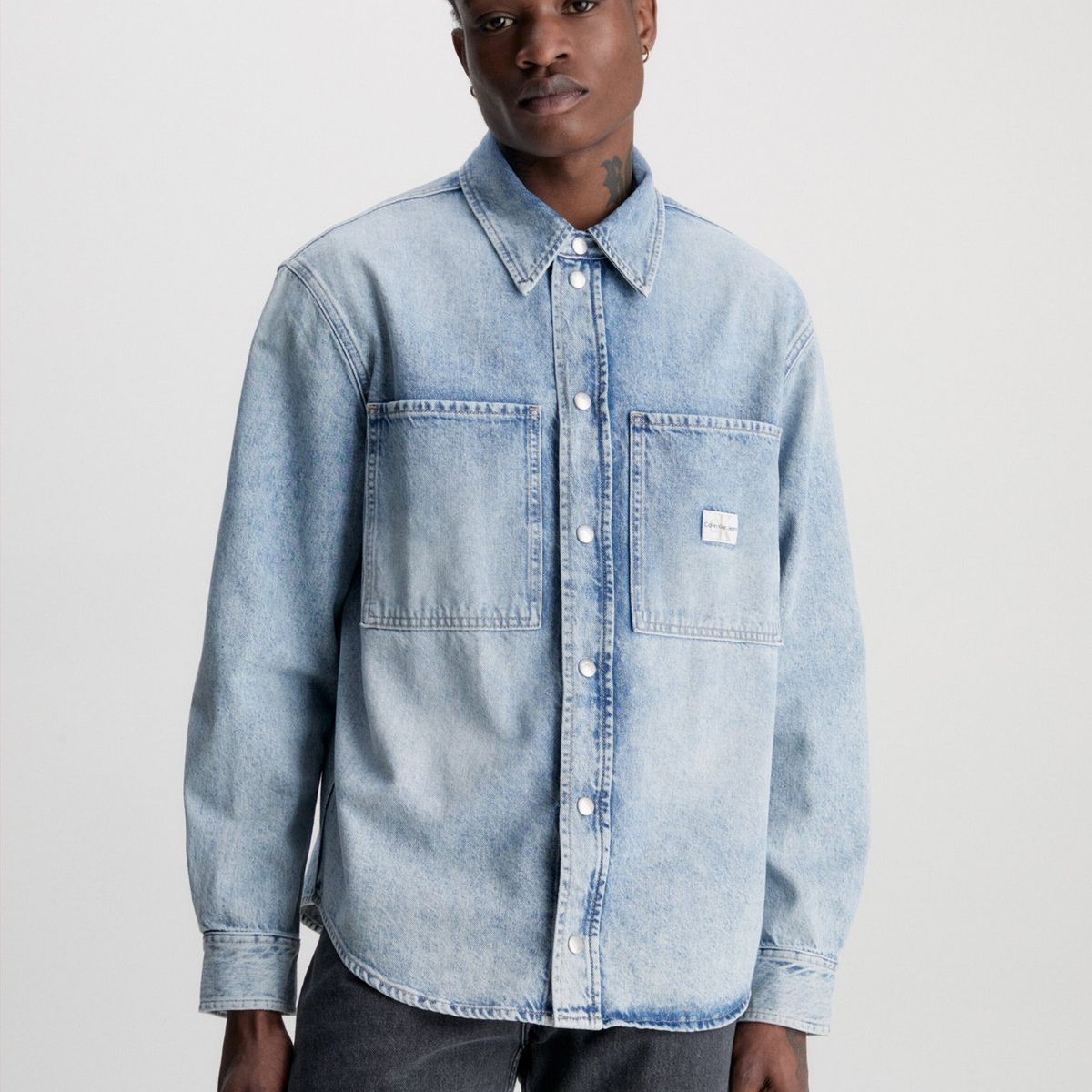 CALVIN KLEIN - Camisa Relaxed De Mezclilla Azul Calvin Klein