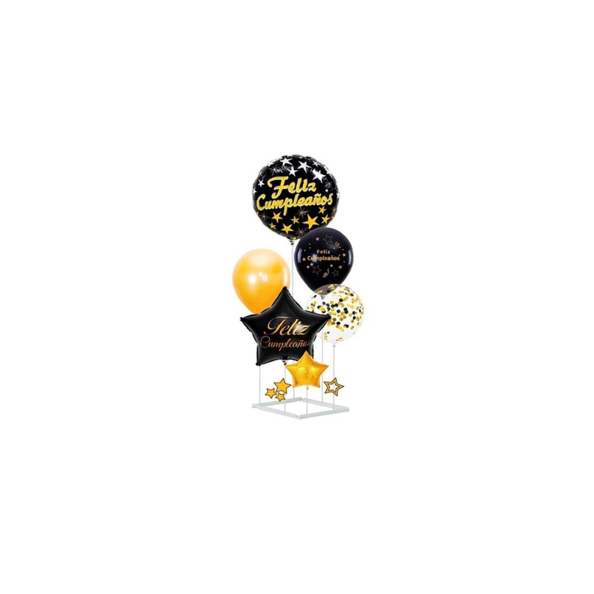 GENERICO - Set De Globos Feliz Cumpleaños Con Base 6pcs