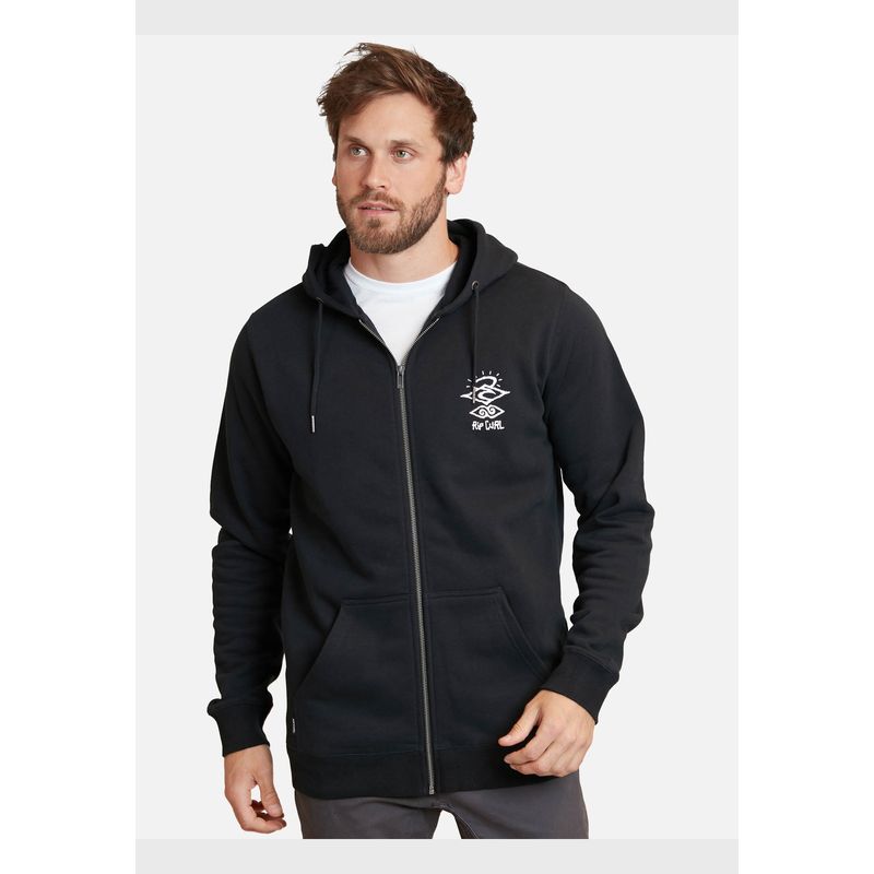 RIP CURL - Poleron The Search Retro Full Negro Hombre Rip Curl