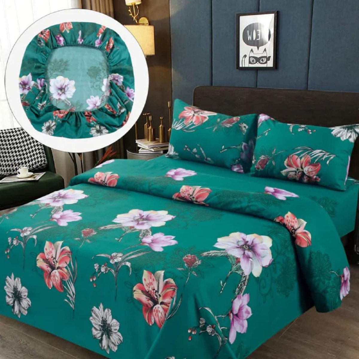 GENERICO - Sabanas Premium 100% Algodón - Verde - 1,5 plazas