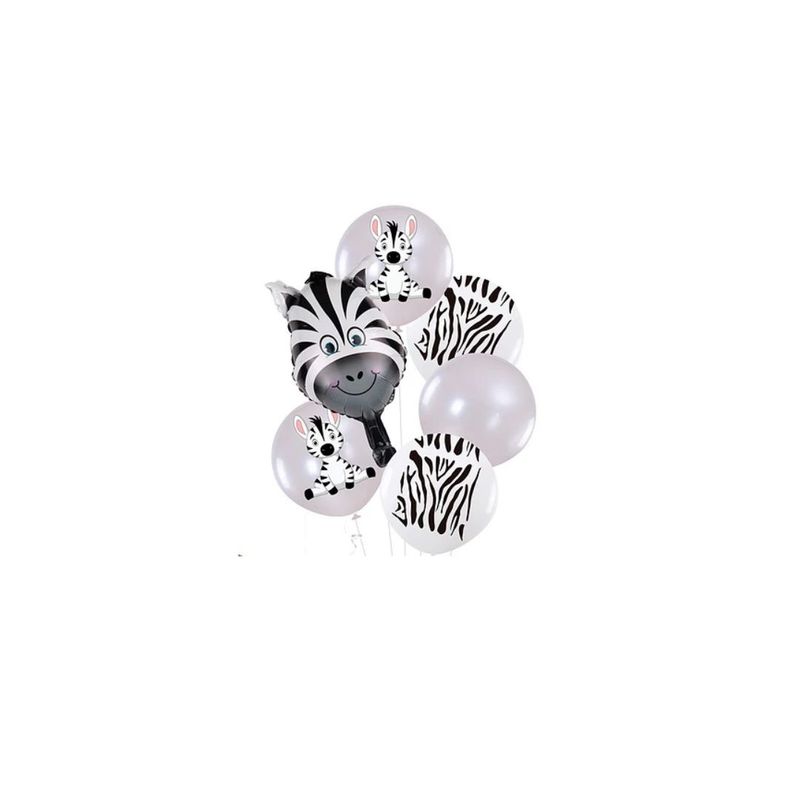 GENERICO - Set De Globos De Latex Estampado Cebra 7pcs