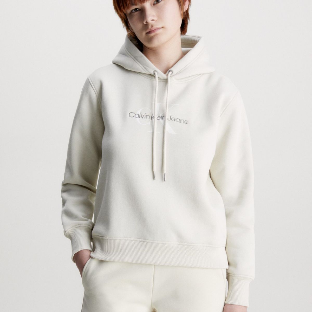 CALVIN KLEIN - Polerón con Gorro Archival  Beige Calvin Klein