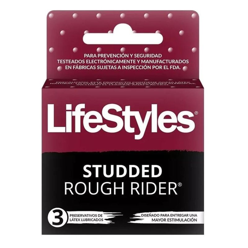 LIFESTYLES - PRESERVATIVOS STUDDED ROUGH RIDER 3 UNIDADES - LIFESTYLES