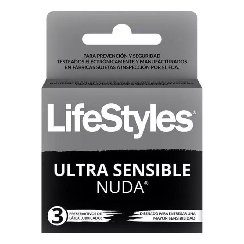 LIFESTYLES - PRESERVATIVOS ULTRA SENSIBLE NUDA 3 UNIDADES - LIFESTYLES
