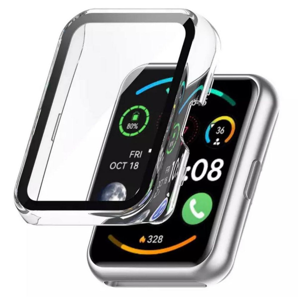 GAOR - Funda De Vidrio Templado y Marco Para Huawei Watch Fit 2 Transparente