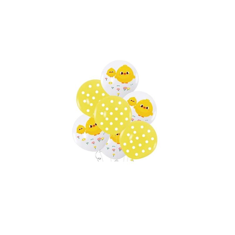 GENERICO - Set De Globos De Latex Estampado Pollito 7pcs