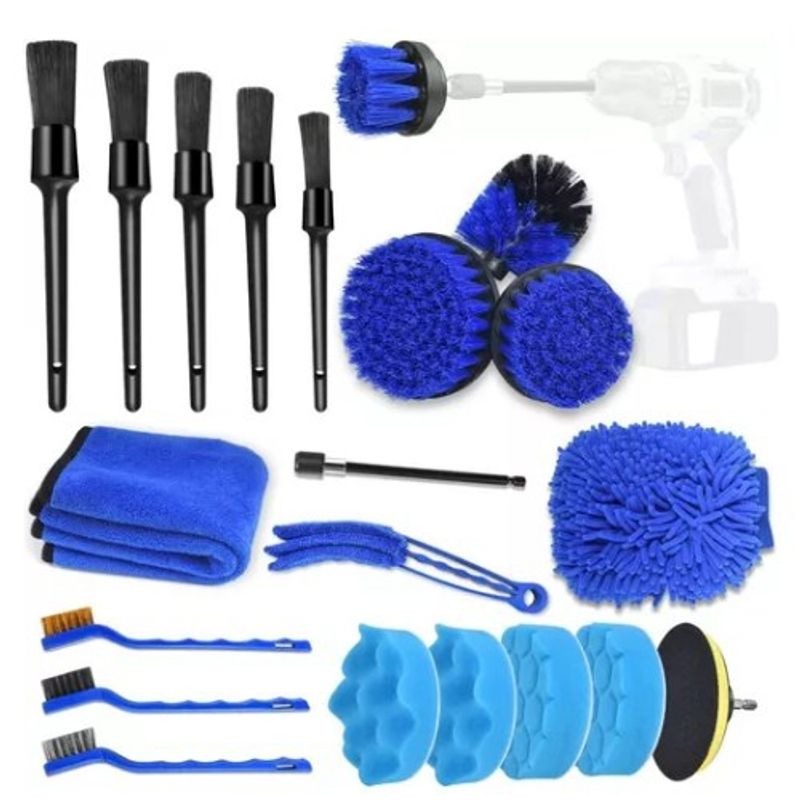 GENERICO - Juego 21 Pzas Cepillos Lavado Autos Pulir Limpieza SG106205