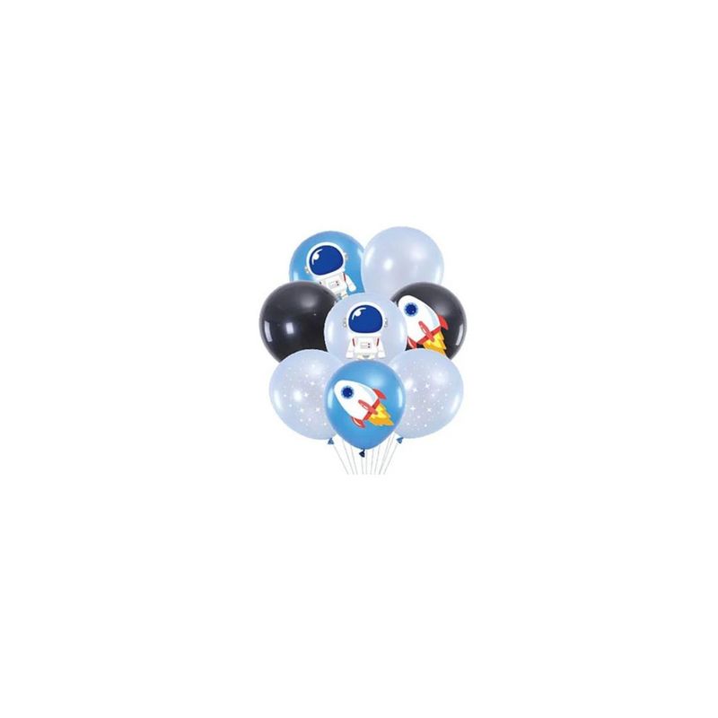 GENERICO - Set De Globos De Látex De Astronauta Azul y Negro