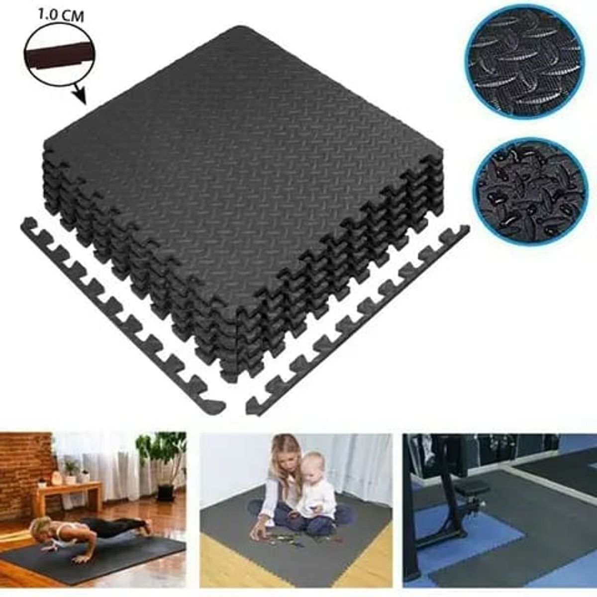 GENERICO - Pack X 4 Tatami Alfombra Encastrable 60x60x1.2cm Goma Eva