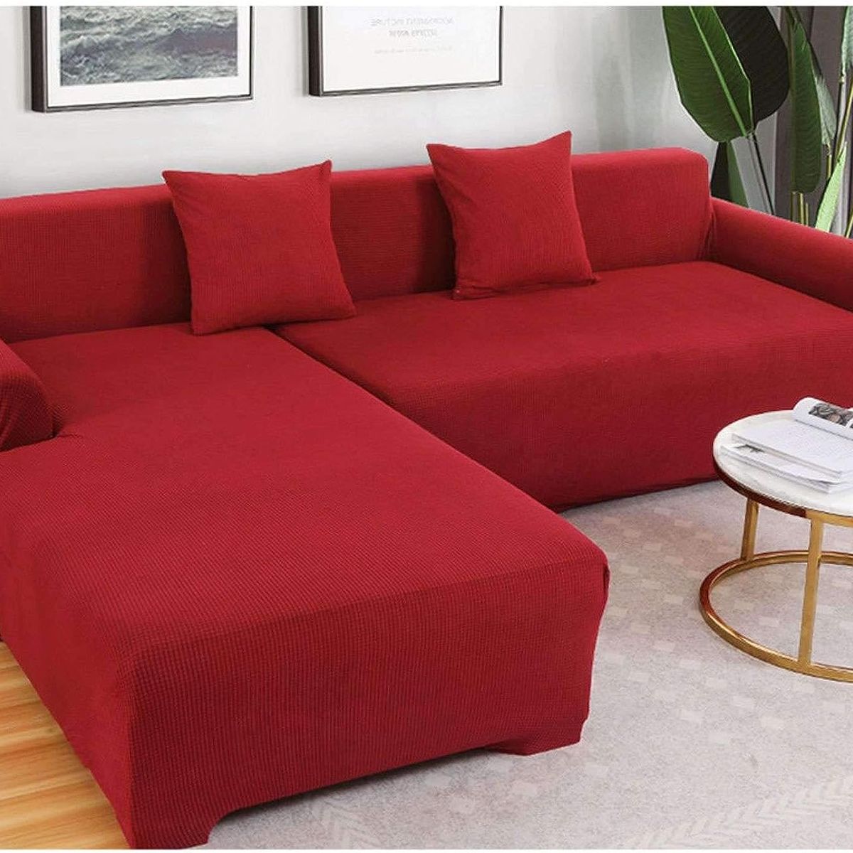 GENERICO - FUNDA TIPO L ROJO CUADRILLE MODULAR 2 PIEZAS SEMI ELASTICA AJUSTABLE