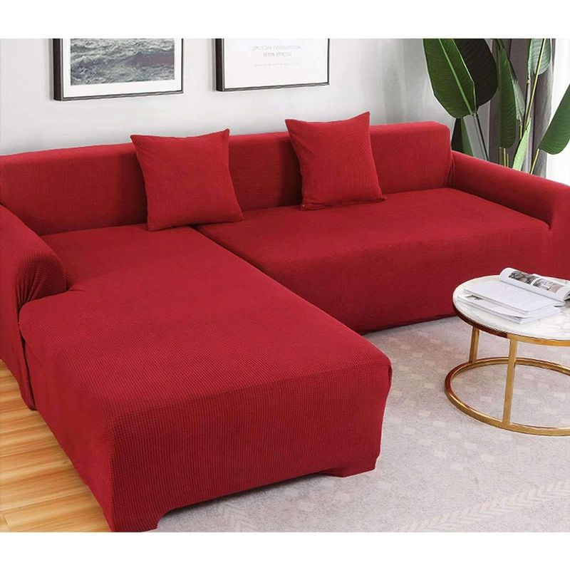 GENERICO - FUNDA TIPO L ROJO CUADRILLE MODULAR 2 PIEZAS SEMI ELASTICA AJUSTABLE