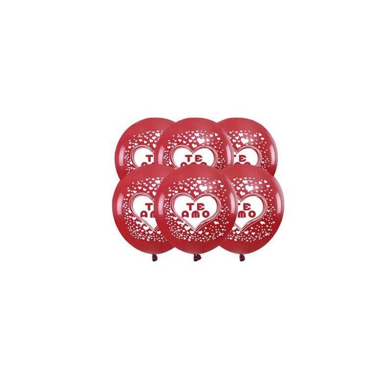 GENERICO - Set De Globos De Látex Te Amo Rojo 6pcs