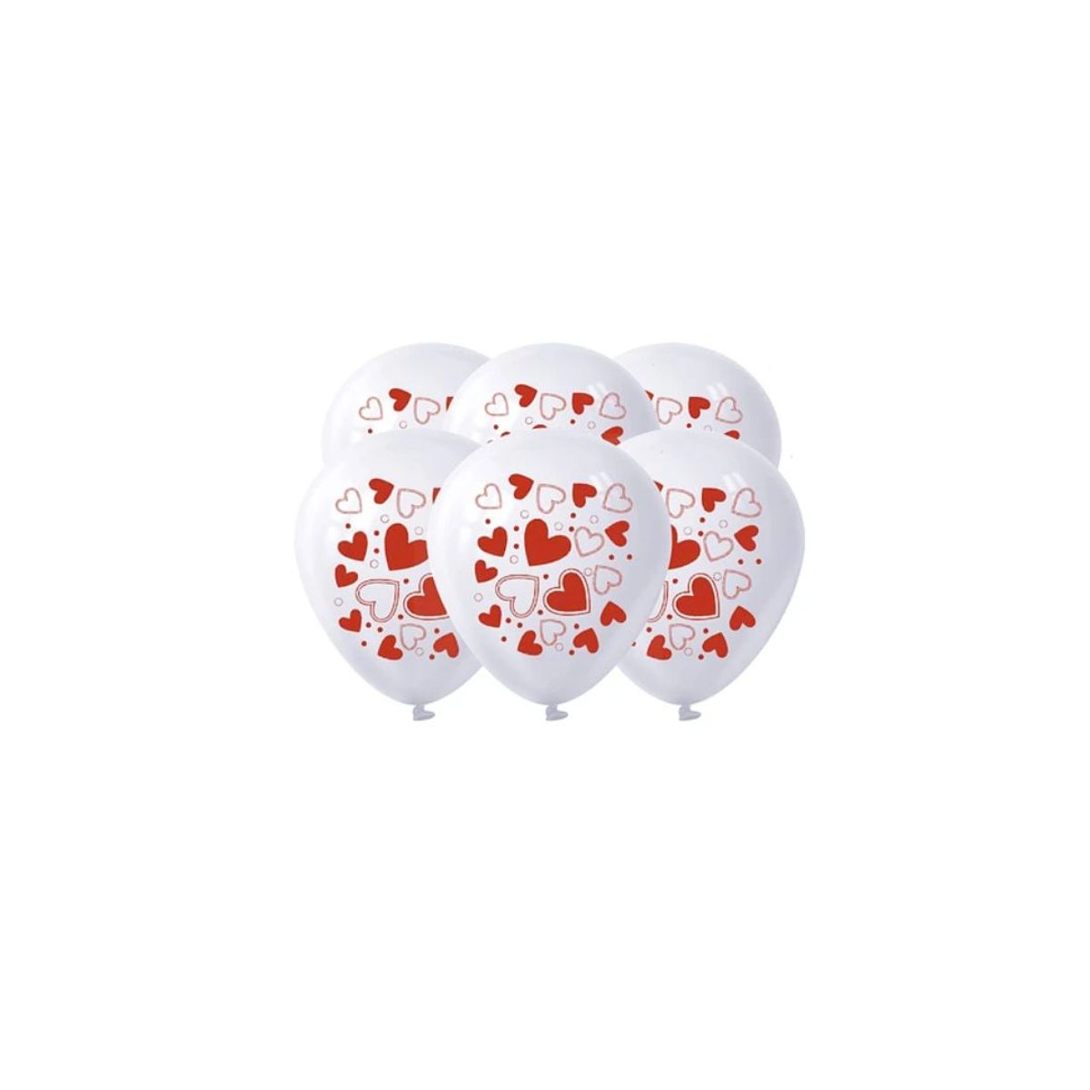 GENERICO - Set De Globos De Látex Blanco Con Corazones 6pcs