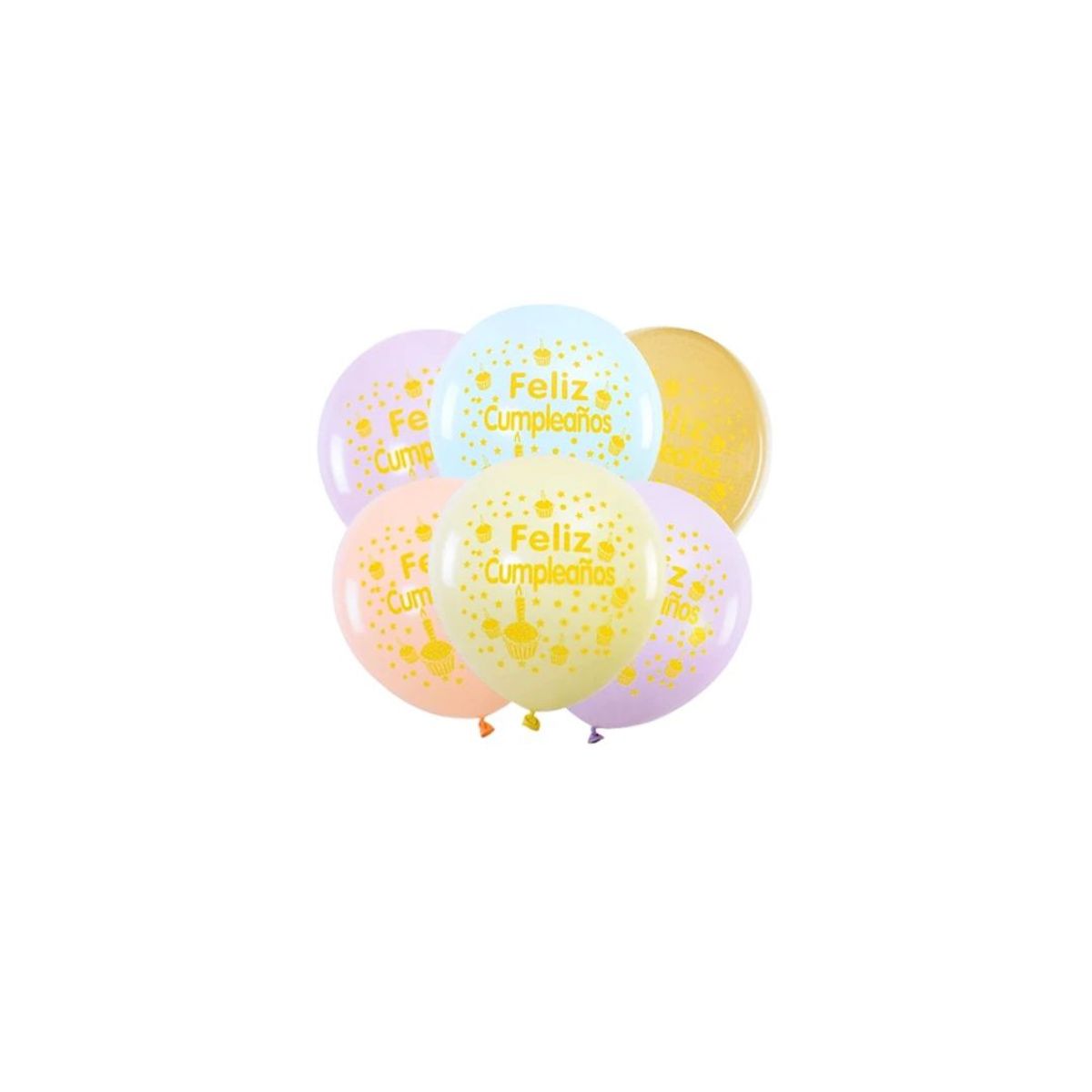 GENERICO - Globos De Latex Feliz Cumpleaños 6pcs 30cm Colores Surtidos