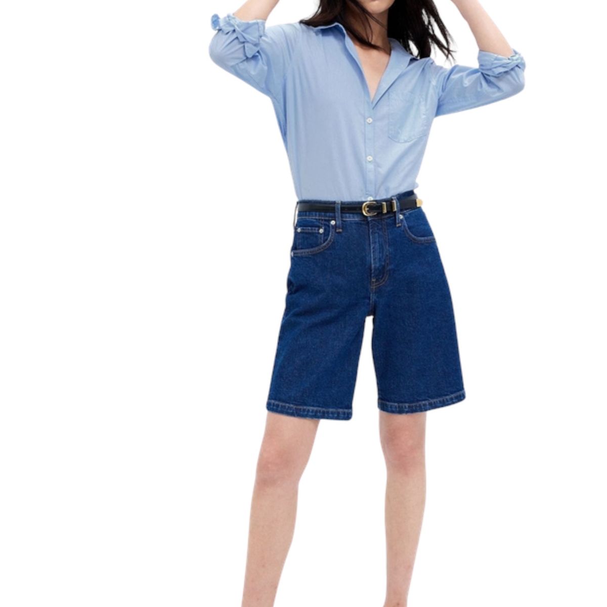 GAP - Camisa Clásica Manga Larga Mujer Celeste