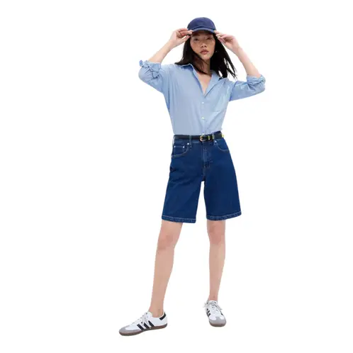 GAP - Camisa Clásica Manga Larga Mujer Celeste_.