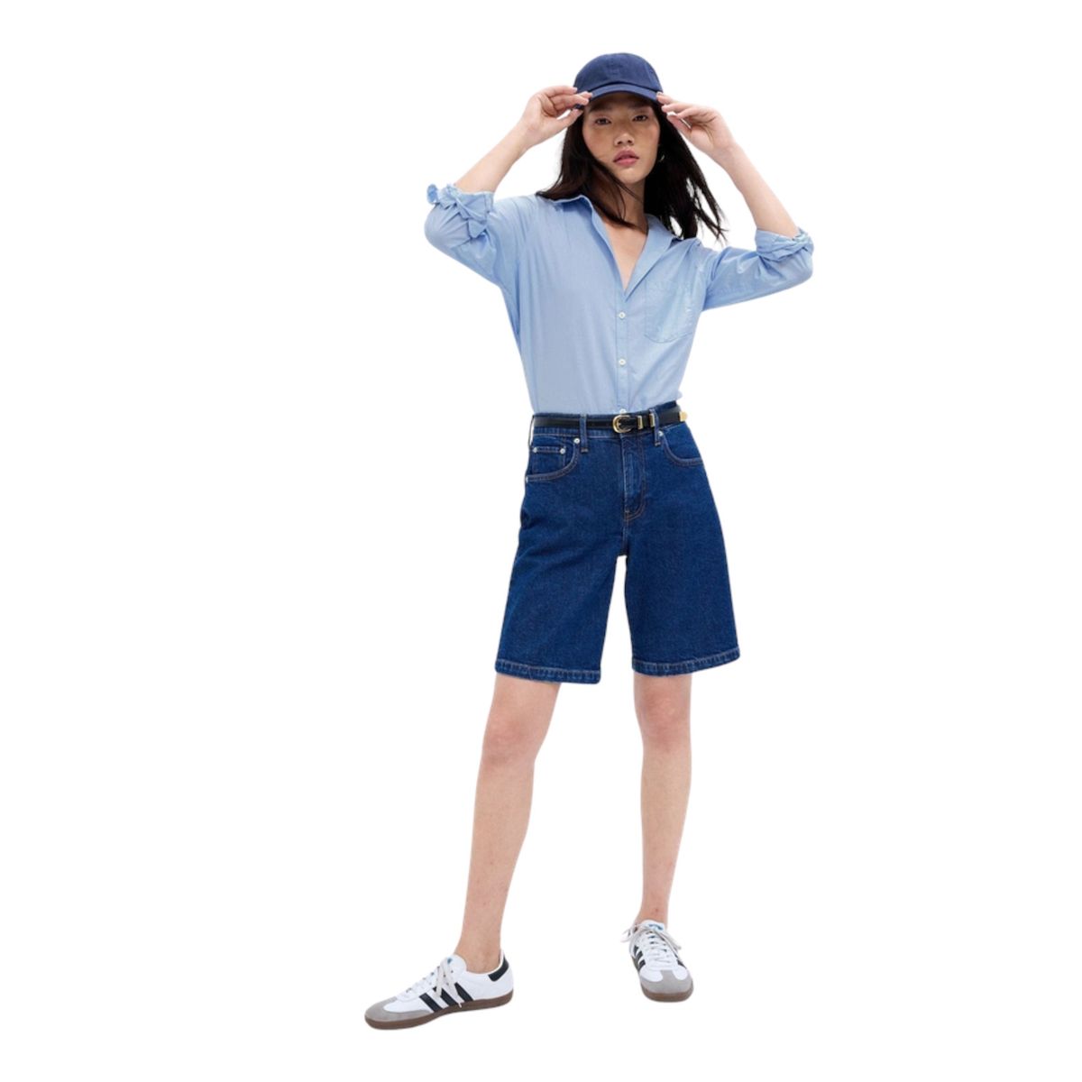 GAP - Camisa Clásica Manga Larga Mujer Celeste