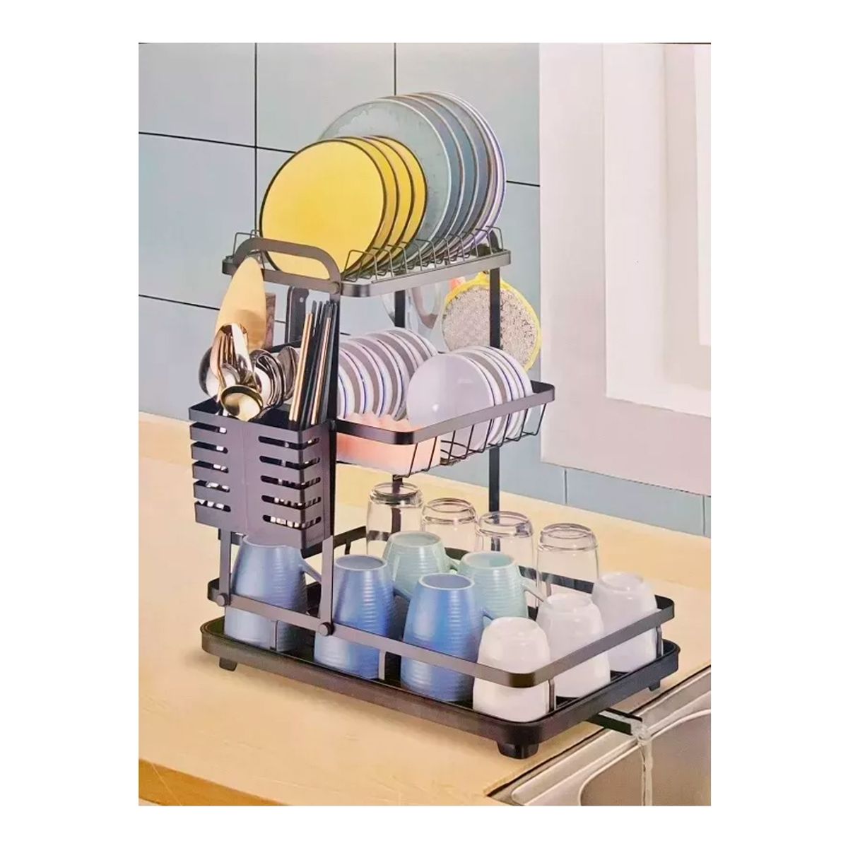 IRM - Organizador Y Secador De Vajilla Con Porta Vaso Negro