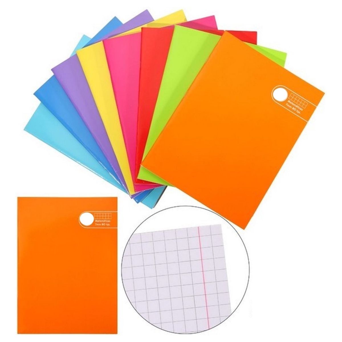 GENERICO - pack de 8 cuadernos College cuadros de 7mm
