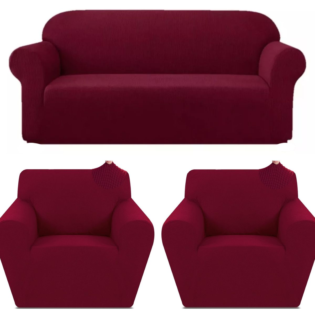 GENERICO - FUNDAS CUBRE SILLON 3+1+1 CUADRILLE BURDEO JUEGO DE 3 FUNDAS