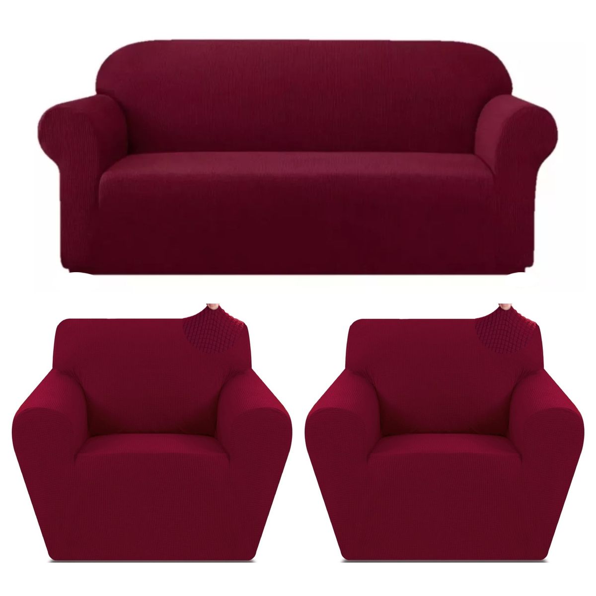 GENERICO - FUNDAS CUBRE SILLON 3+1+1 CUADRILLE BURDEO JUEGO DE 3 FUNDAS