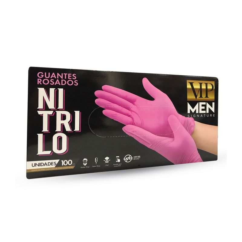 GENERICO - Caja Guantes Nitrilo Rosa L Barbería 100 Unidades - Vip Men Signature.