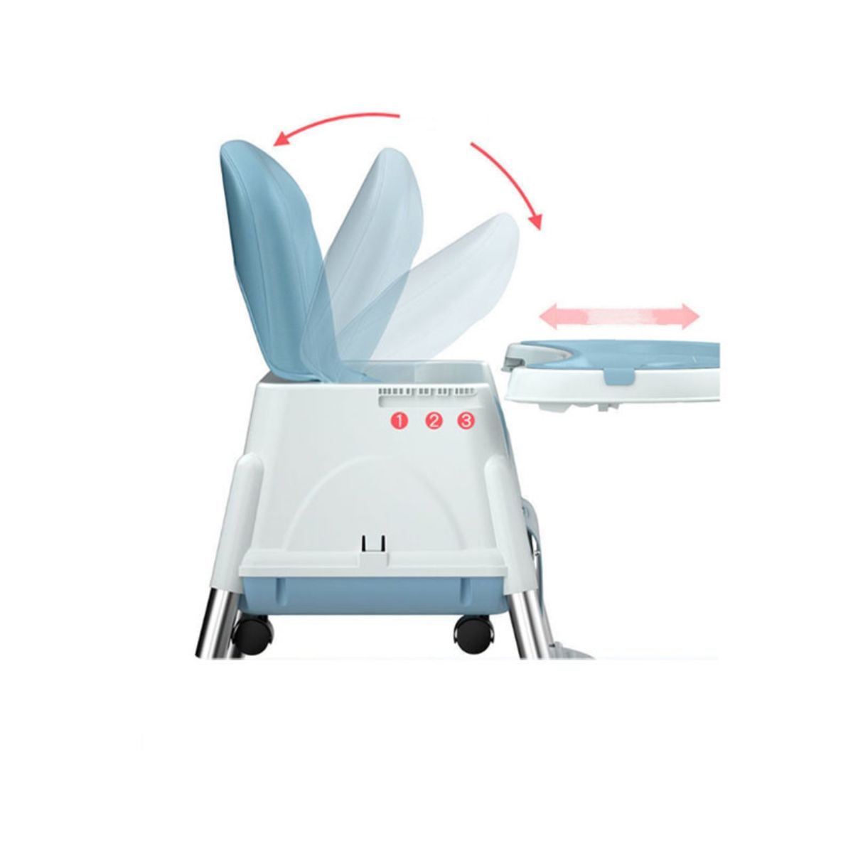 ACTUAL - Silla De Comer Para Bebés Azul Ajustable 3 en 1