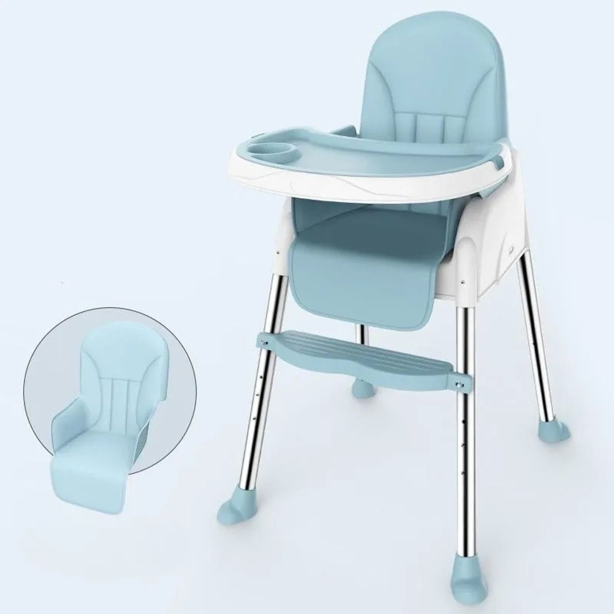 ACTUAL - Silla De Comer Para Bebés Azul Portátil Ajustable 3 en 1